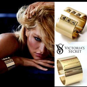 Victoria's Secret Gold Cuff Bracelet & Silver Glitter Bag Brand New in Plastic